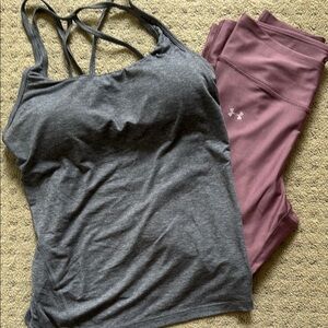 Workout Set Under Armour Mauve leggings and Gap tank